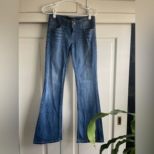 Levi’s flared jeans with embroidered pocket detail